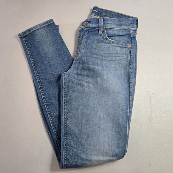 7 For All Mankind Jeans Women's 27 Blue Medium Wash The Skinny - Picture 8 of 16